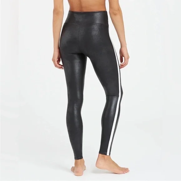 Spanx Faux Leather Side Stripe Leggings - Picture 3 of 7